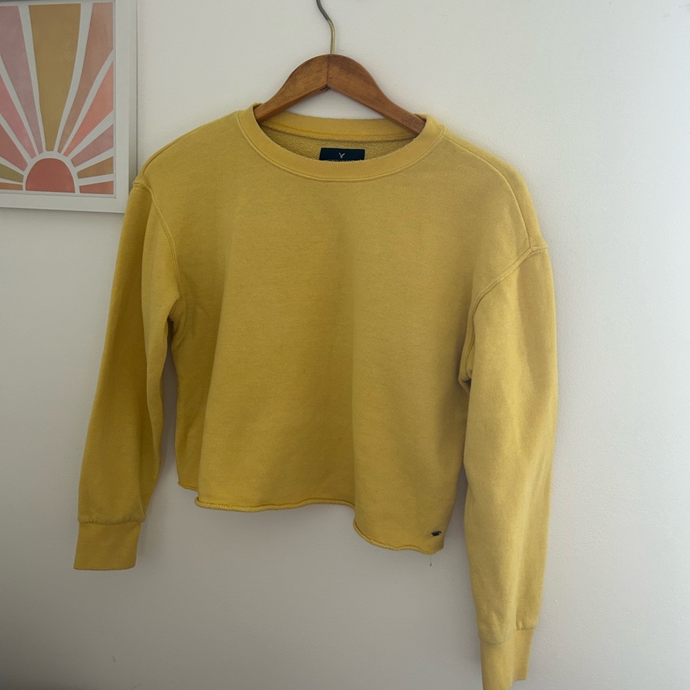 Yellow Cropped Sweatshirt